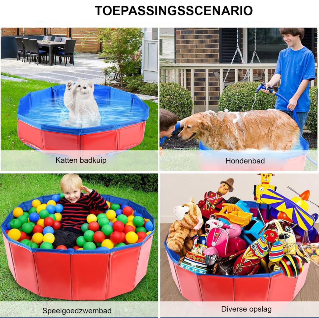 Hondenbad opvouwbaar voor kleine honden - honden zwembad en kattenbad - PVC dierenbad met sprinklerfunctie - 50 x 8 cm