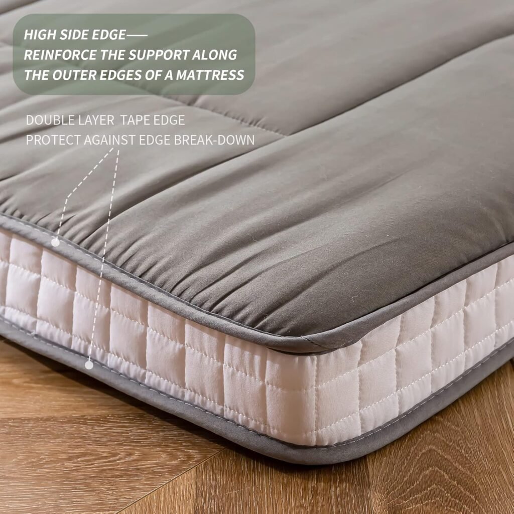 Dubbele futon matras grijs – gequilte Japanse vloermatras extra dikke opvouwbare slaapmat ademend vloerbed gastbed slaapbank