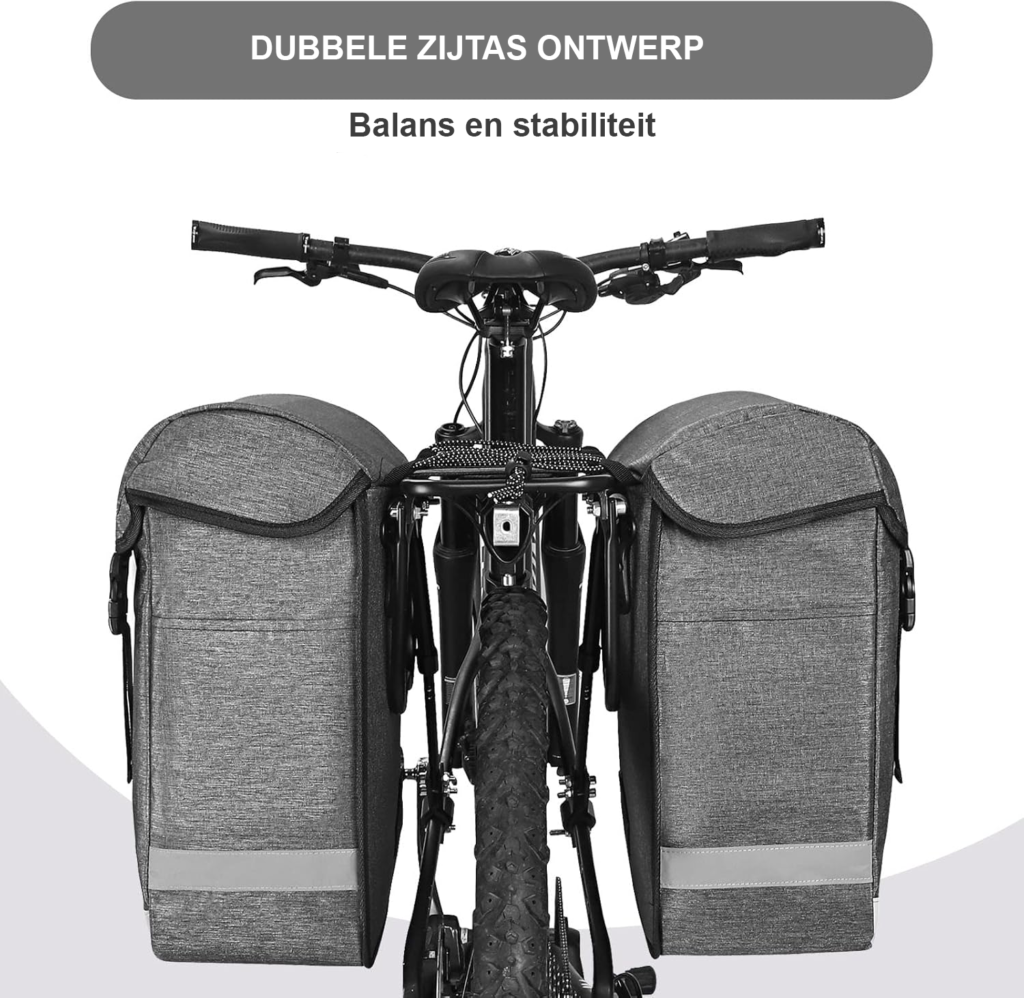 Dubbele waterdichte fietstas voor bagagedrager 30 liter scheurbestendig achterop fiets regenbestendige pannier bag