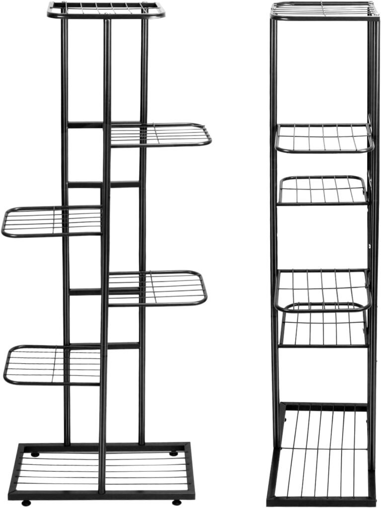Plantenrek 6-laags metaal 108 cm hoog bloemenplank voor tuin balkon en woonkamer ruimtebesparend en stevig multifunctioneel plantrek