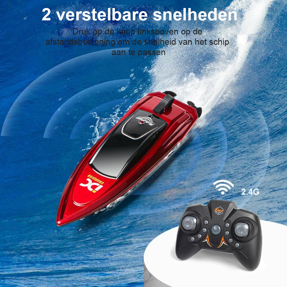 2 stuks mini RC raceboot afstandsbediening speedboot 2.4G elektrische boot met opblaasbare watertank zwembad waterspeelgoed zomer