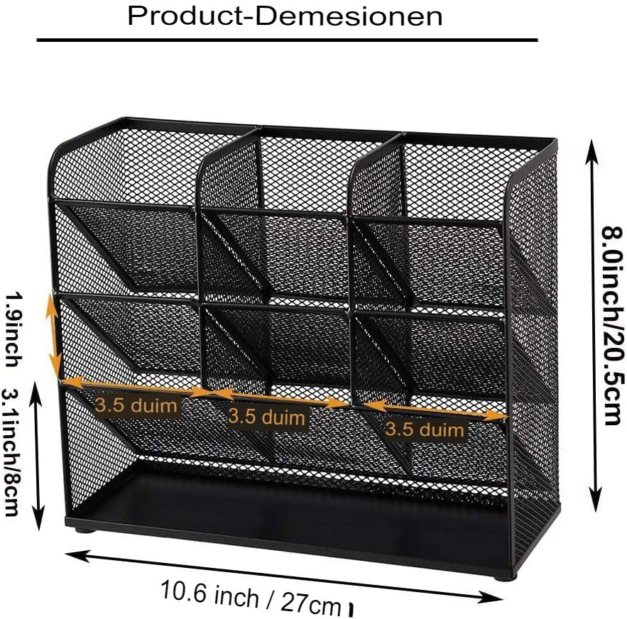 Multifunctionele pennenhouder bureau organizer met lade voor kantoor en kunstbenodigdheden zwart