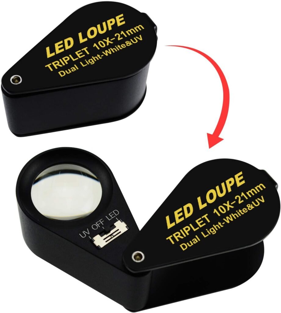 Juweliersloep 10x LED UV - Opvouwbaar metalen loep - sieraden & munten - Precisie vergrootglas - diamanten & edelstenen