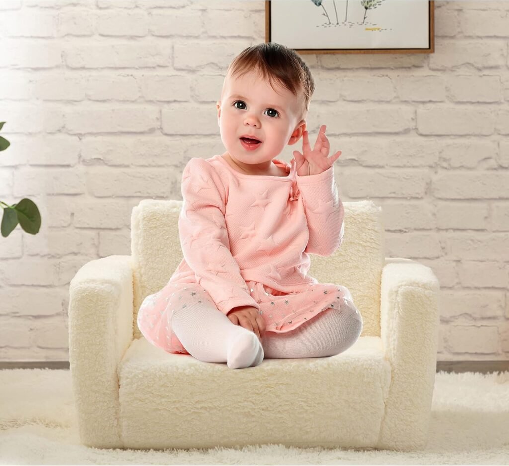 2-in-1 kindersofa bed sherpa wit omvormbare peutersofa ligstoel kinderbank slaapfunctie knuffelstof meisjes jongens