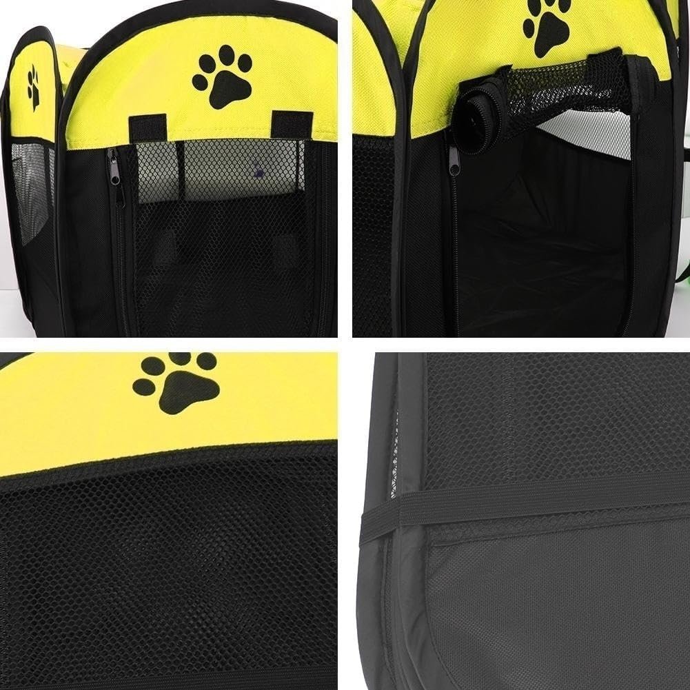 Opvouwbare puppy box hondenbench van waterdichte Oxford stof als speelren voor kleine huisdieren binnen en buiten in fruitgroen formaat 73x73x43 cm