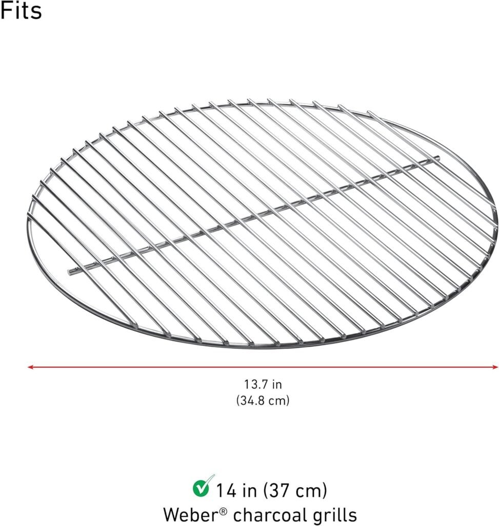 Grillrooster met 34,8 cm diameter als vervangend BBQ kookrooster voor houtskoolbarbecue rookoven en compacte tafelgrill voor buiten koken en grillaccessoires