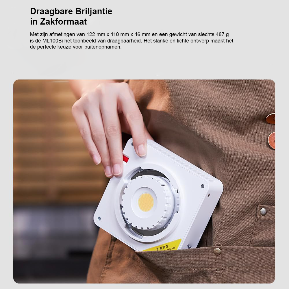 SEO geoptimaliseerde alt tekst: LED videolamp 120W dimbaar 2800K-6500K USB-C oplaadbaar CRI 97 TLCI 98 film livestream fotografie