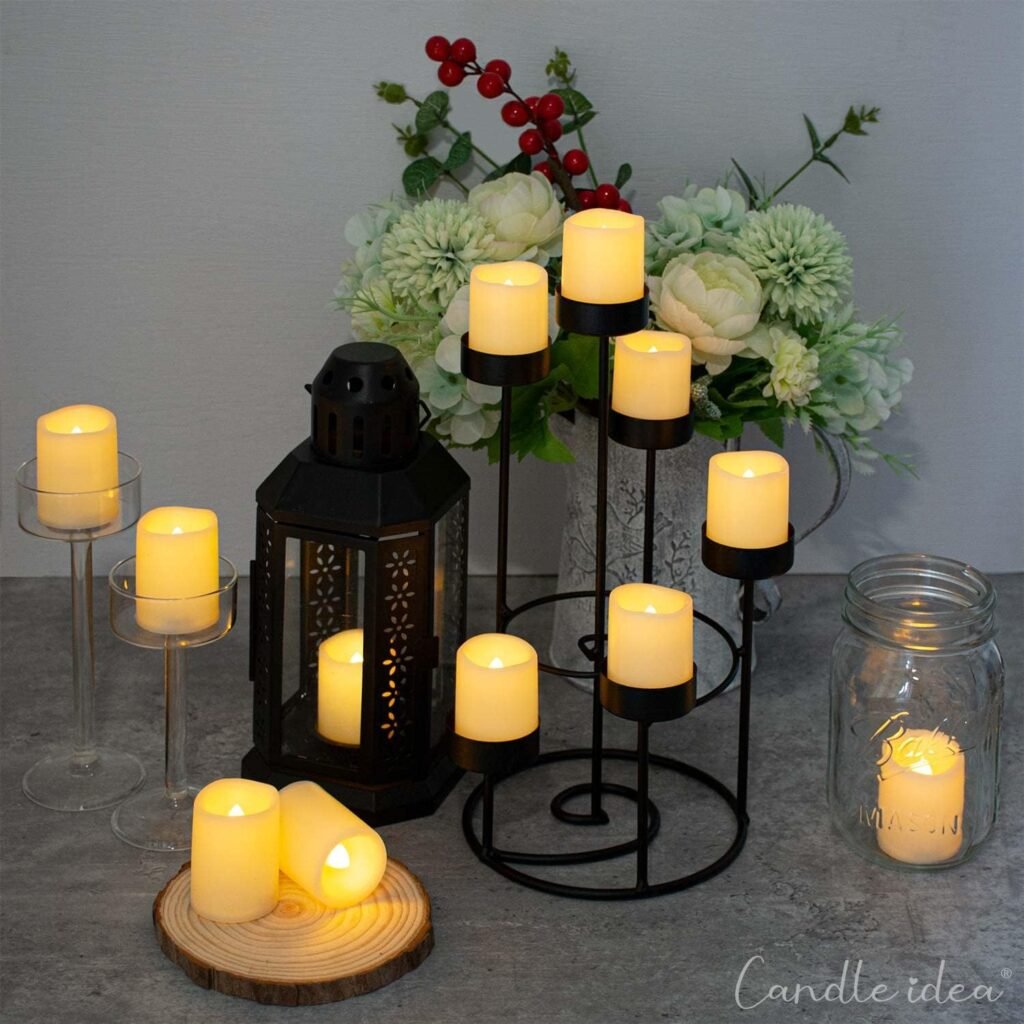set van 48 vlamloze led waxinelichtjes warm wit flikkerend batterij theelichtjes binnen buiten decoratie 3,8 x 5 cm