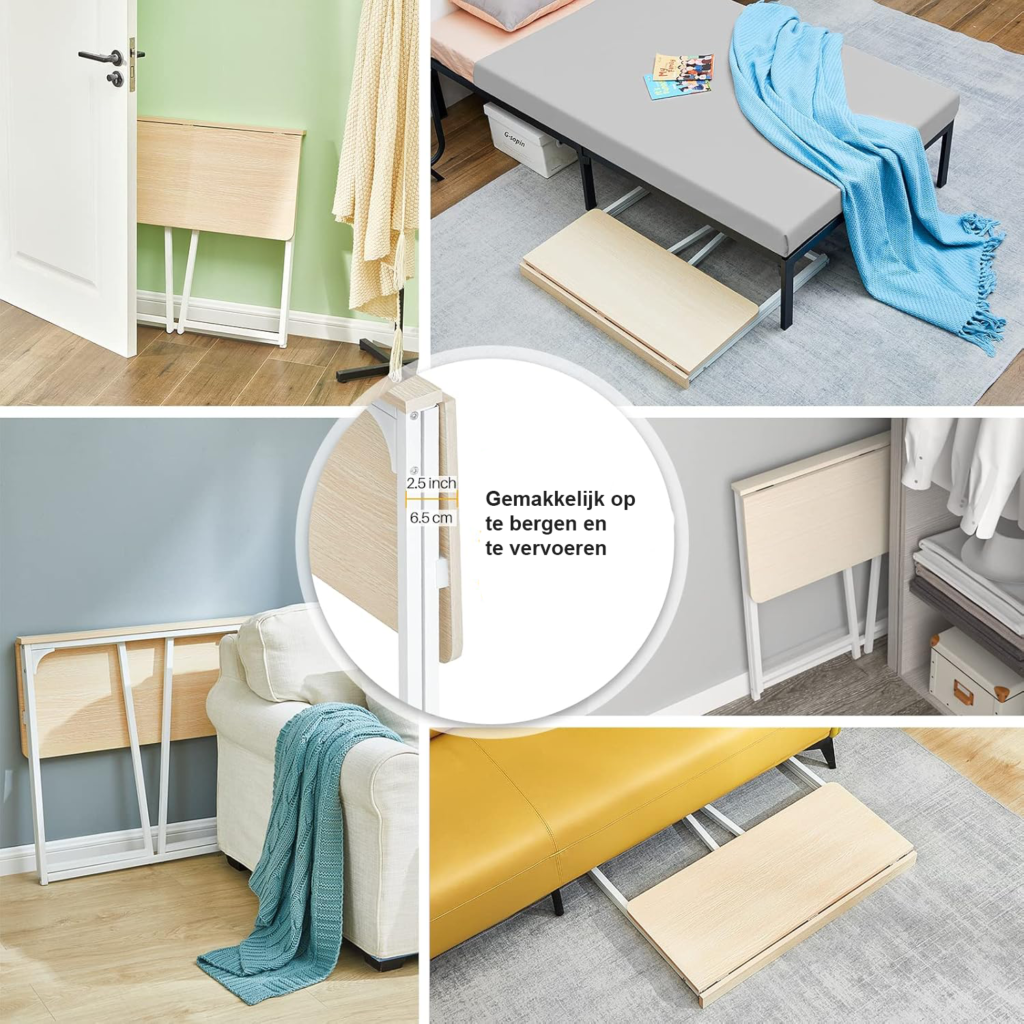 Opvouwbaar bureau 80 cm beige – compact vouwbureau voor kleine ruimtes en thuiswerk – ruimtebesparend schrijftafel ontwerp
