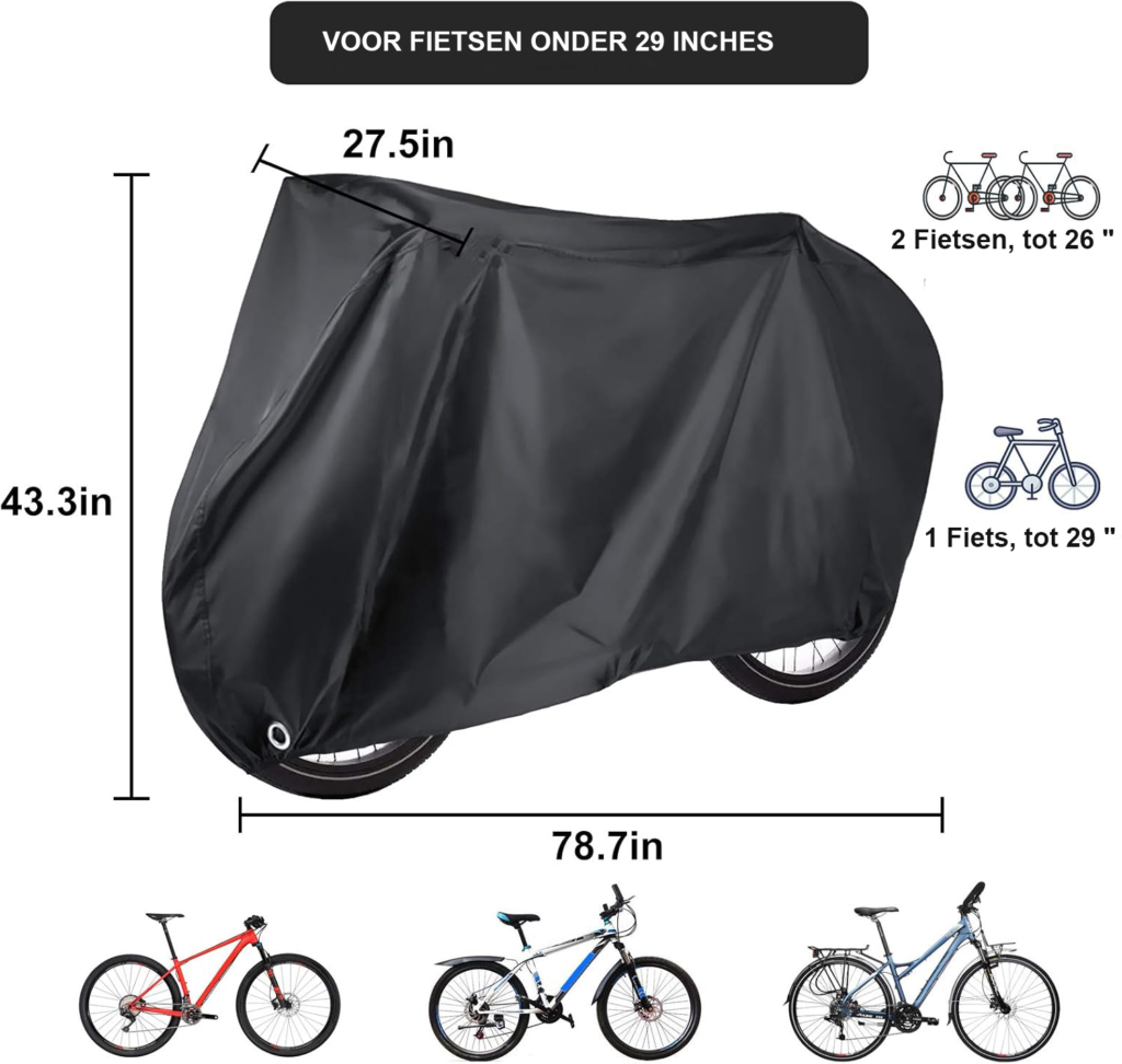 Fietshoes voor 2 fietsen waterdicht winddicht UV bescherming 29 inch MTB racefiets zwart