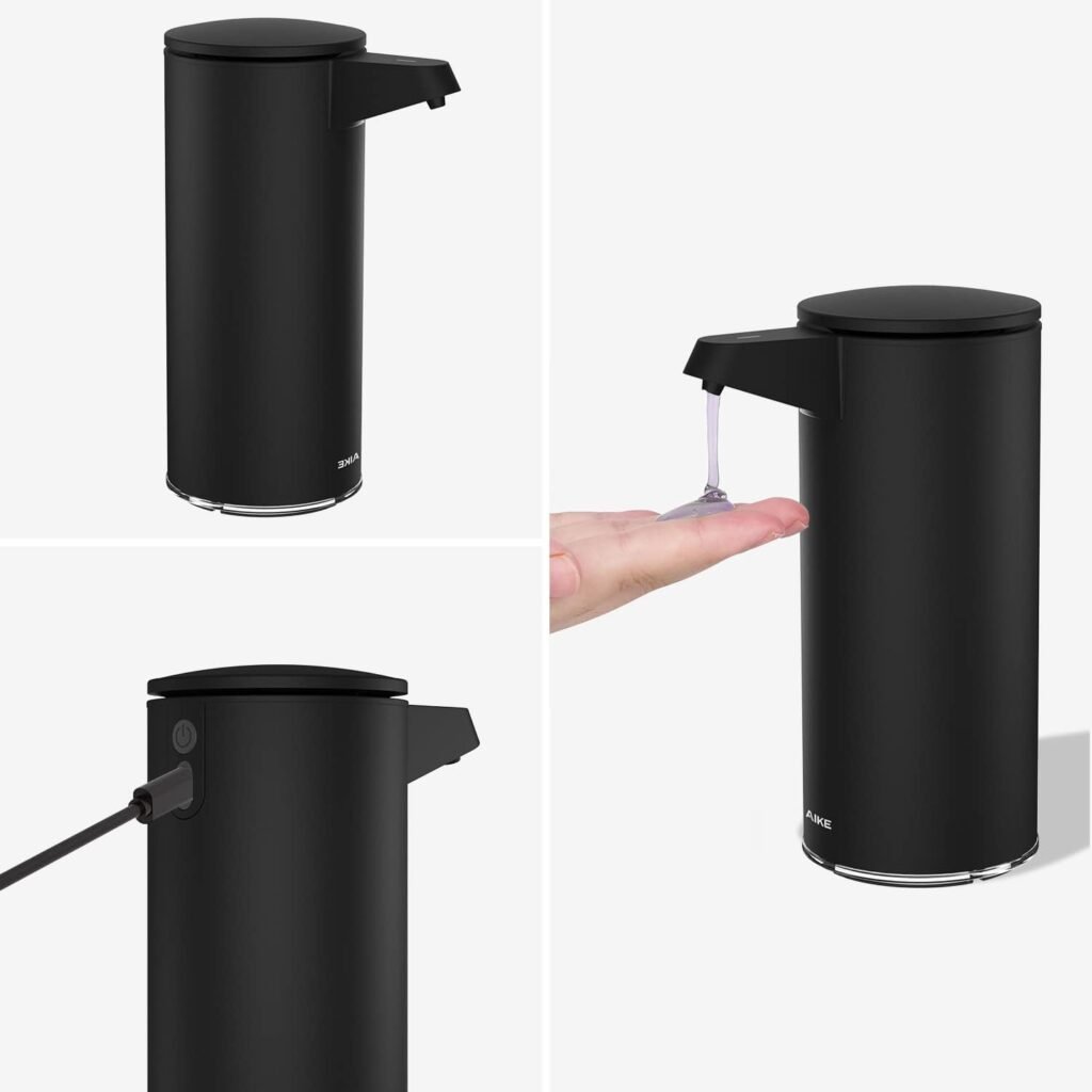 Automatische 280ml zeepdispenser met sensor, USB oplaadbaar, roestvrijstalen contactloze handzeepdispenser voor badkamer en keuken