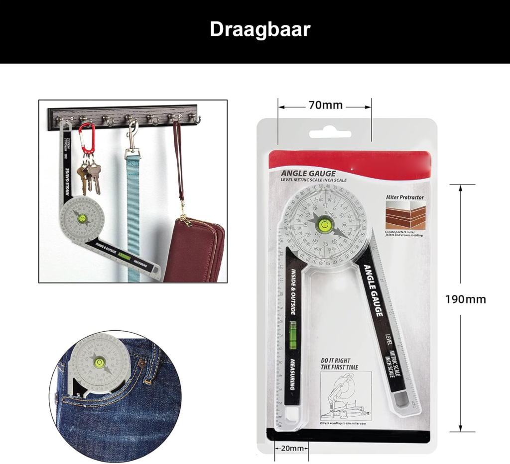Hoekmeter verstekzaag met waterpas en meetlat - Kroonlijst en plint hoekmeter - Constructie meetgereedschap voor timmerwerk en loodgieterswerk The alt tekst of the image needs to be gathered by using the following chatgpt command: Wat zou de compact seo geoptimaliseerde alt tekst zijn voor mijn volgende productafbeelding voor mijn webshop: “”””Miterzaag Koershoekmeter - Constructie Hoekmeter met Kroonlijst Hoekmeter - Verticale/Horizontale Waterpas en Meetlat voor Timmerwerk, Loodgieterswerk en Plinten ””””” Hoekmeter voor verstekzaag met waterpas en meetlat voor nauwkeurig meten van hoeken bij timmerwerk, loodgieterswerk en plinten