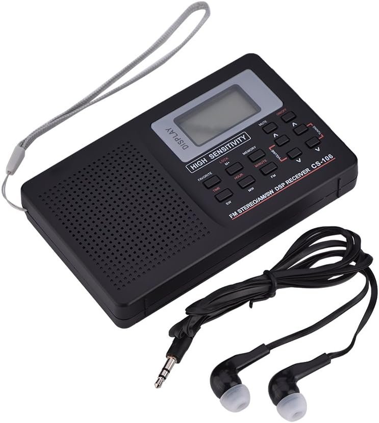 Draagbare mini zakradio AM FM SW LW compacte transistorradio met wekker en volledige frequentie ontvangst voor senioren en reizen zwart handheld radio toestel