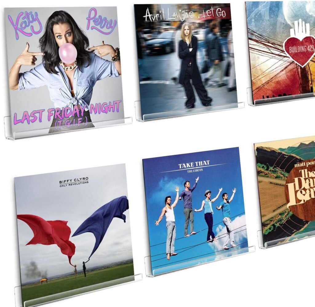 Acryl vinyl platenhouder set van 6 voor wandmontage en LP album display voor stijlvolle weergave van vinylcollectie