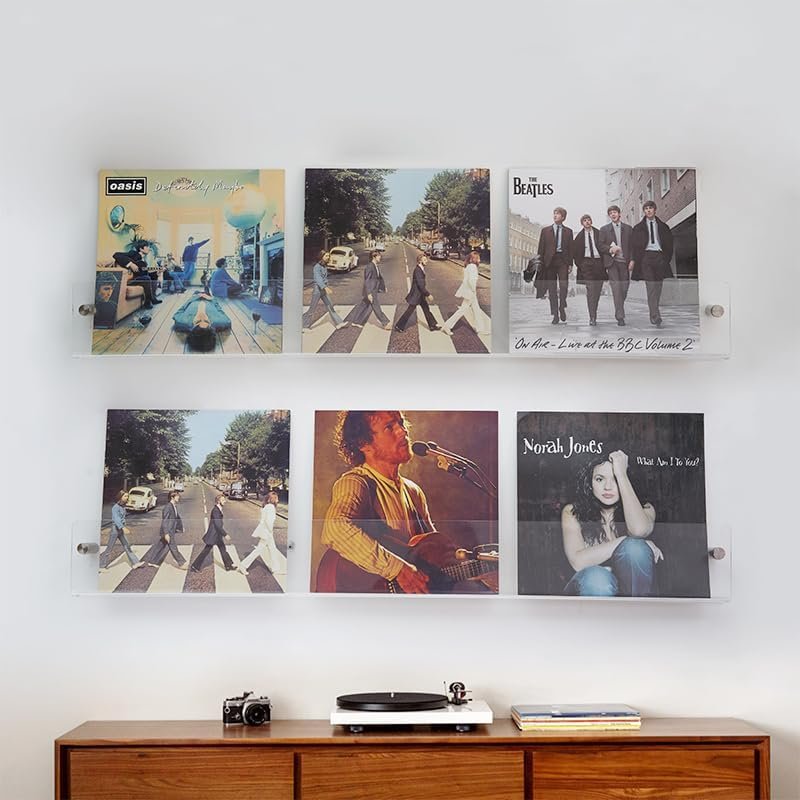 Wandplank set grammofoonplaten 6 stuks acryl platenhouder transparant vinyl opslag display wandmontage