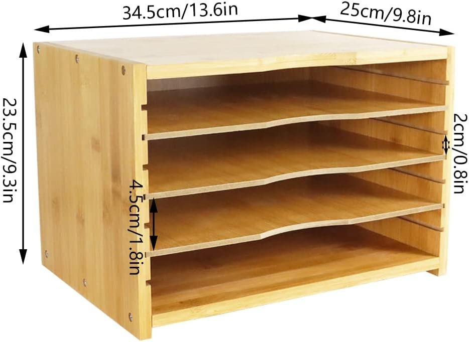 Bamboe brievenbak 3-laags bureau organizer verstelbare planken papieren lade kantoor thuis desk opberging natuurlijke kleur