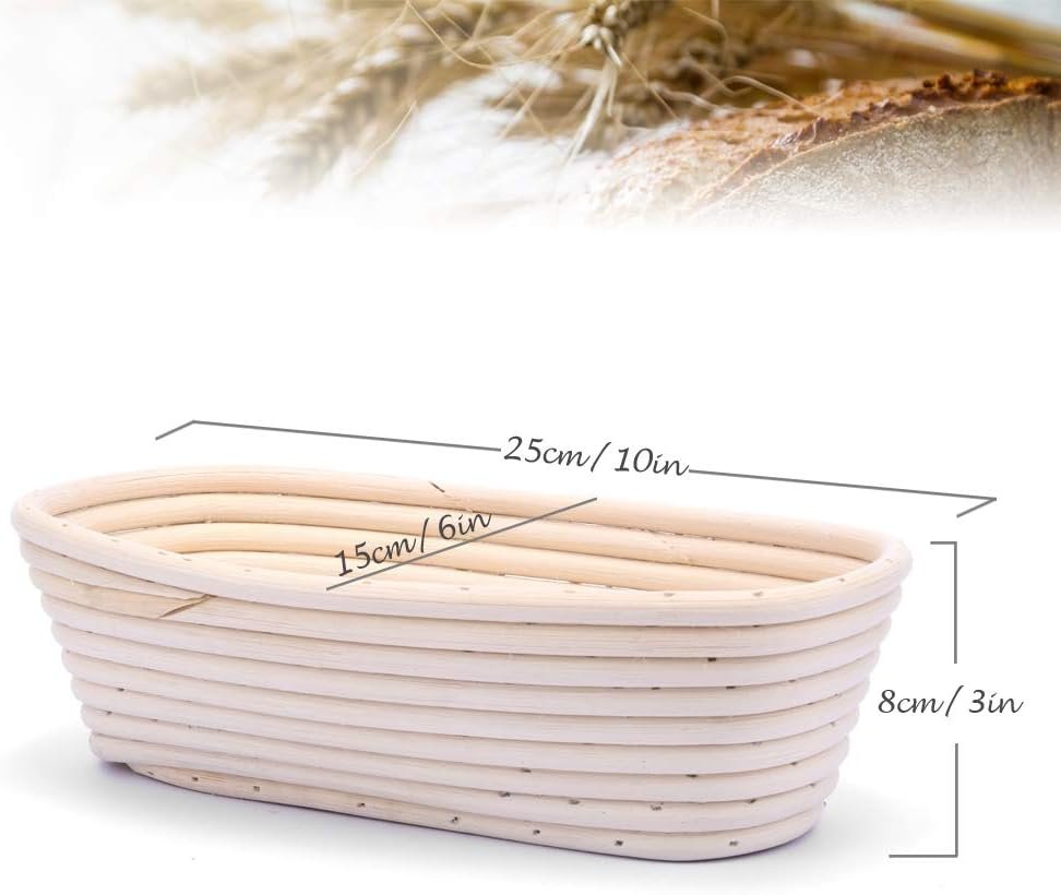 2 stuks 25 cm ovale brood banneton rijsmand rattan linnen voering bakmand zuurdesem brooddeeg bakaccessoire handgeweven