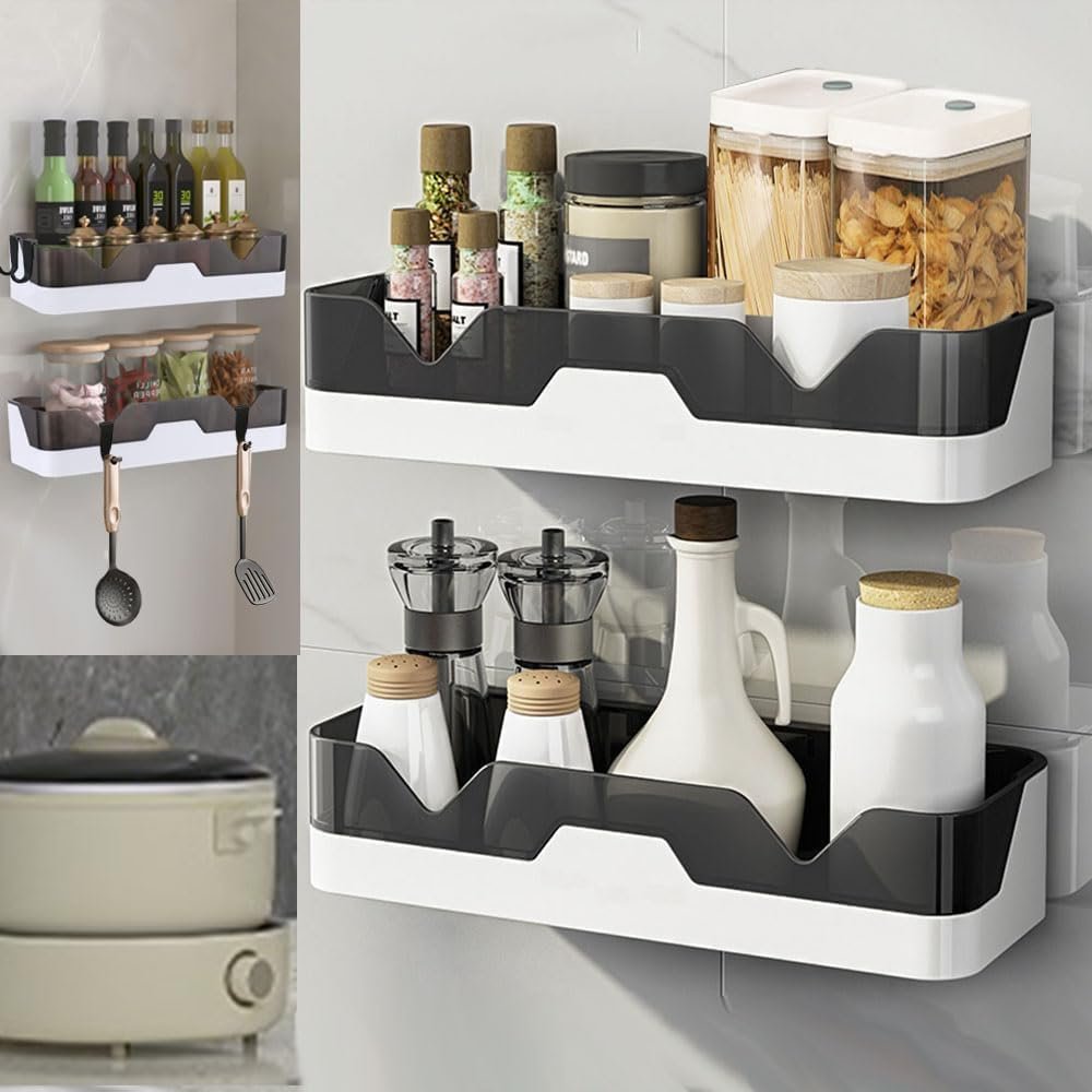 Douchemand set van 2 zelfklevend zonder boren roestvrij staal douche organizer voor shampoo en zeep opbergrek muurmontage badkamer rek