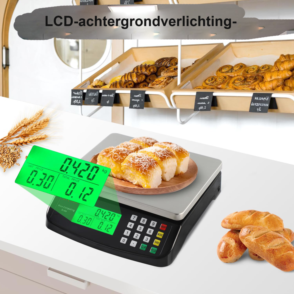 Digitale keukenweegschaal 40kg RVS voedselweegschaal met LCD display voor bakken koken en koffie met tarra en telfunctie kg lb oz