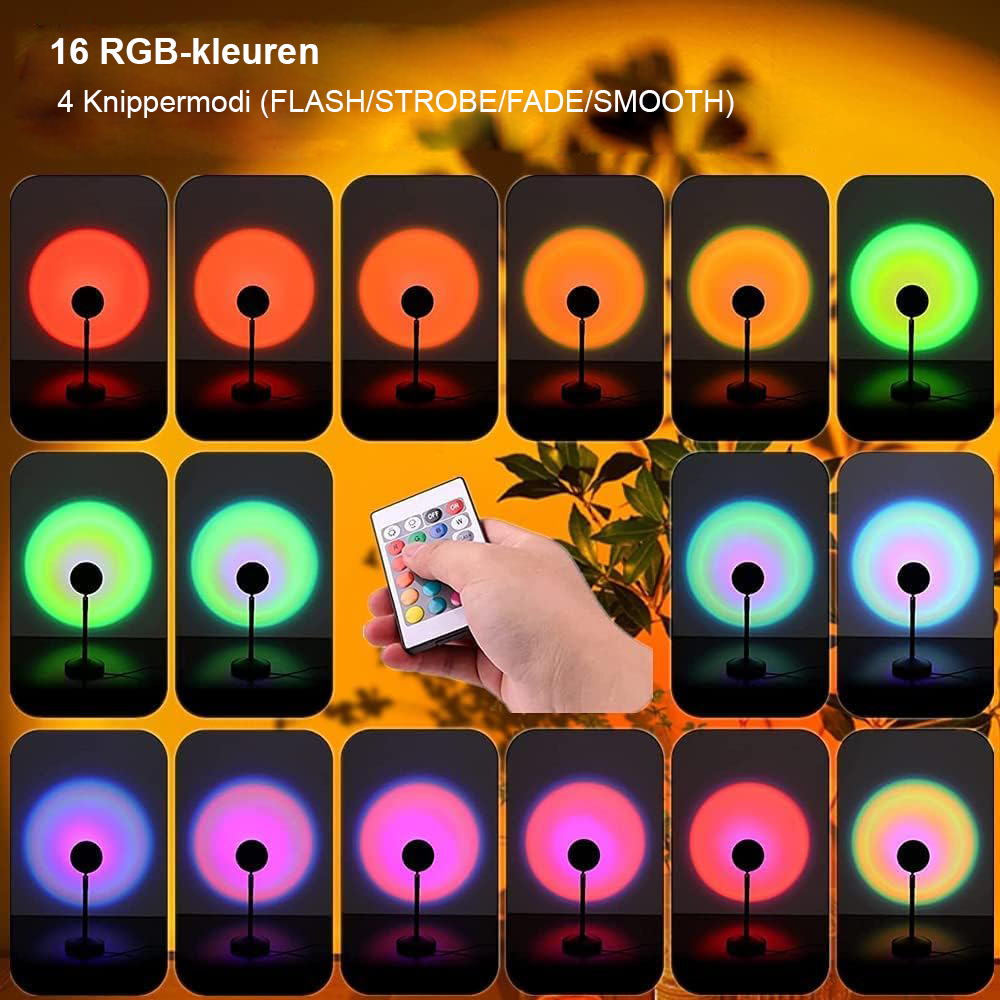 Zonsondergang projectorlamp USB oplaadbare LED sfeerlamp met natuurlijke kleurovergangen voor ontspanning en decoratie thuis