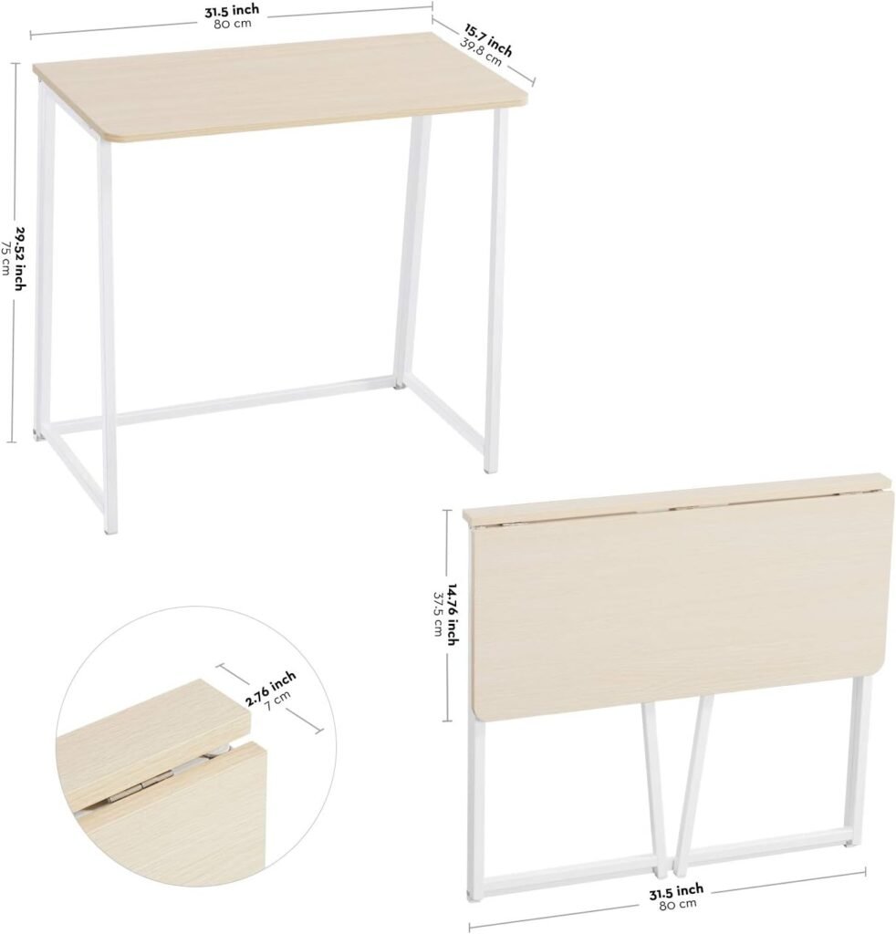 Opvouwbaar bureau 80 cm beige – compact vouwbureau voor kleine ruimtes en thuiswerk – ruimtebesparend schrijftafel ontwerp