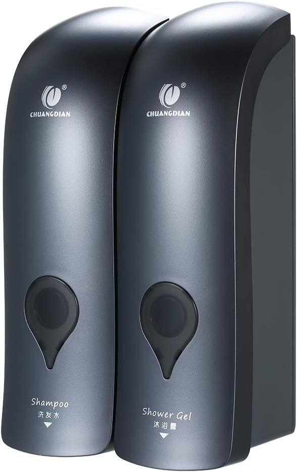 Zeepdispenser set wandmontage 2x300ml zonder boren handmatige douchegel en shampoo dispenser dubbele badkameraccessoire