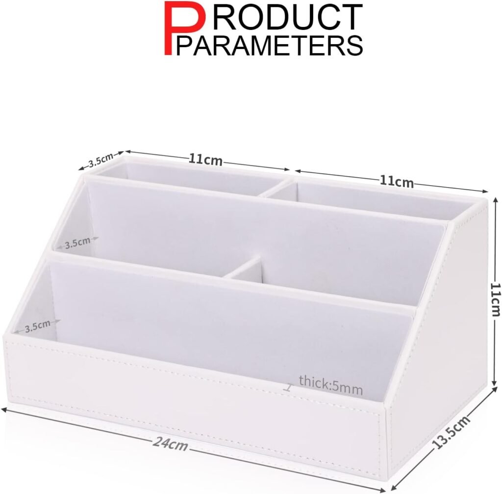 PU leren bureau organizer met pennenhouders en opbergvakken voor een net en georganiseerd bureau in licht wit design