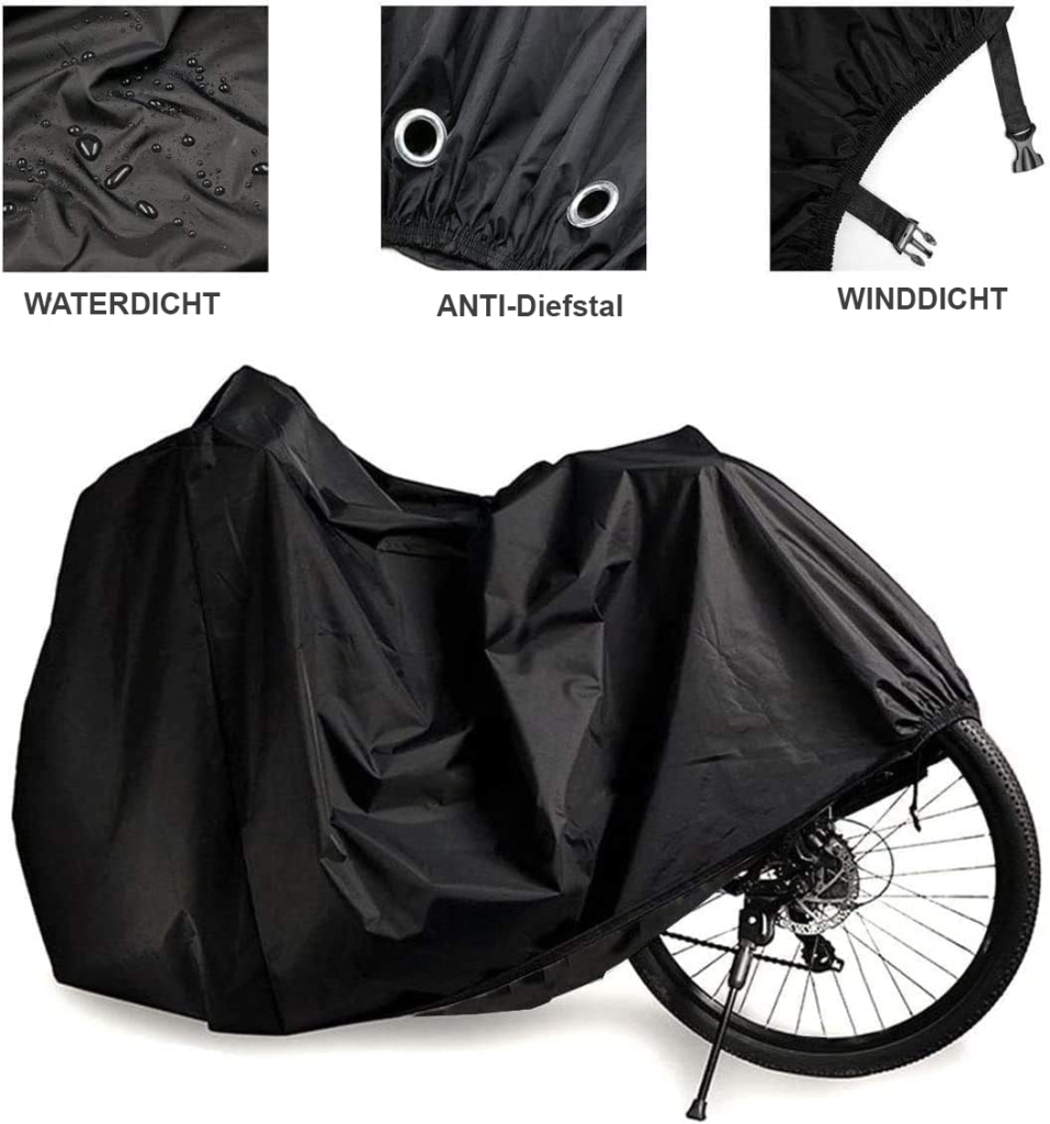 Waterdichte fietshoes groot nylon Oxford 200x110x70 cm voor fiets en motor met slotgaten en verstelbare riemen tegen regen, sneeuw, UV en stof