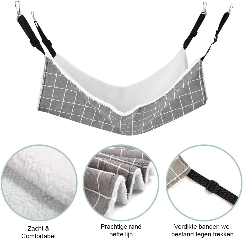Kattenhangmatbed van zachte lamsvacht fleece met stevige clips, ophangbaar en geschikt voor kleine huisdieren