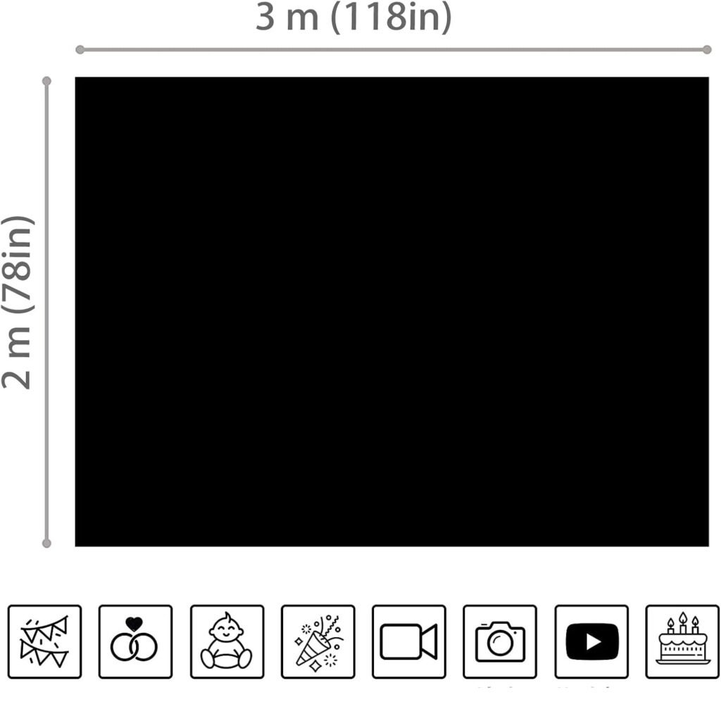 Zwarte 3x2m polyester fotografie achtergrond met clips en veerklemmen voor fotostudio en video opnames