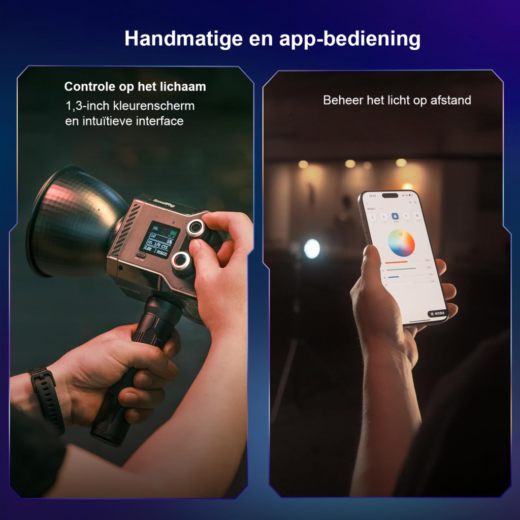 RC LED Videolamp RGB - Studioverlichting Vlogging - App & Bediening 12 Lichteffecten - Draagbaar PD Snelladen 2500K-10000K