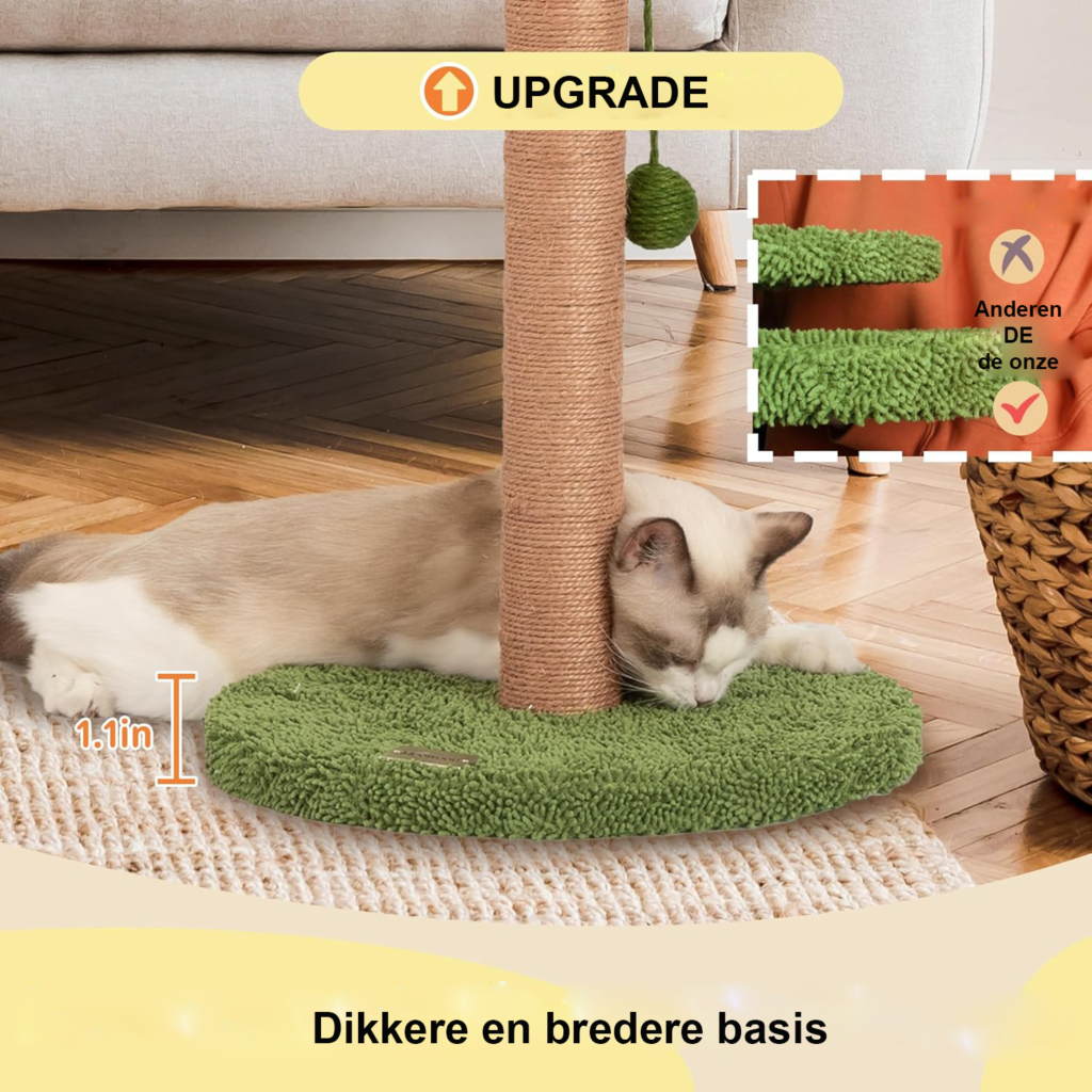 Katten krabpaal 83 cm palmvorm sisal touw krabpaal met hangende ballen voor binnenkatten kleine katten speelmeubel