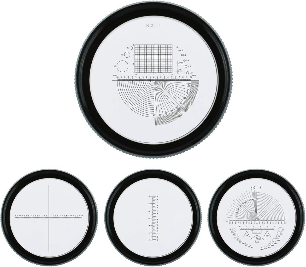 10x verlichte juweliersloep met LED vergrootglas en 25mm kijkveld voor sieraden, edelstenen, munten en hobby met verwisselbare meetlat en 4 meetdiagrammen