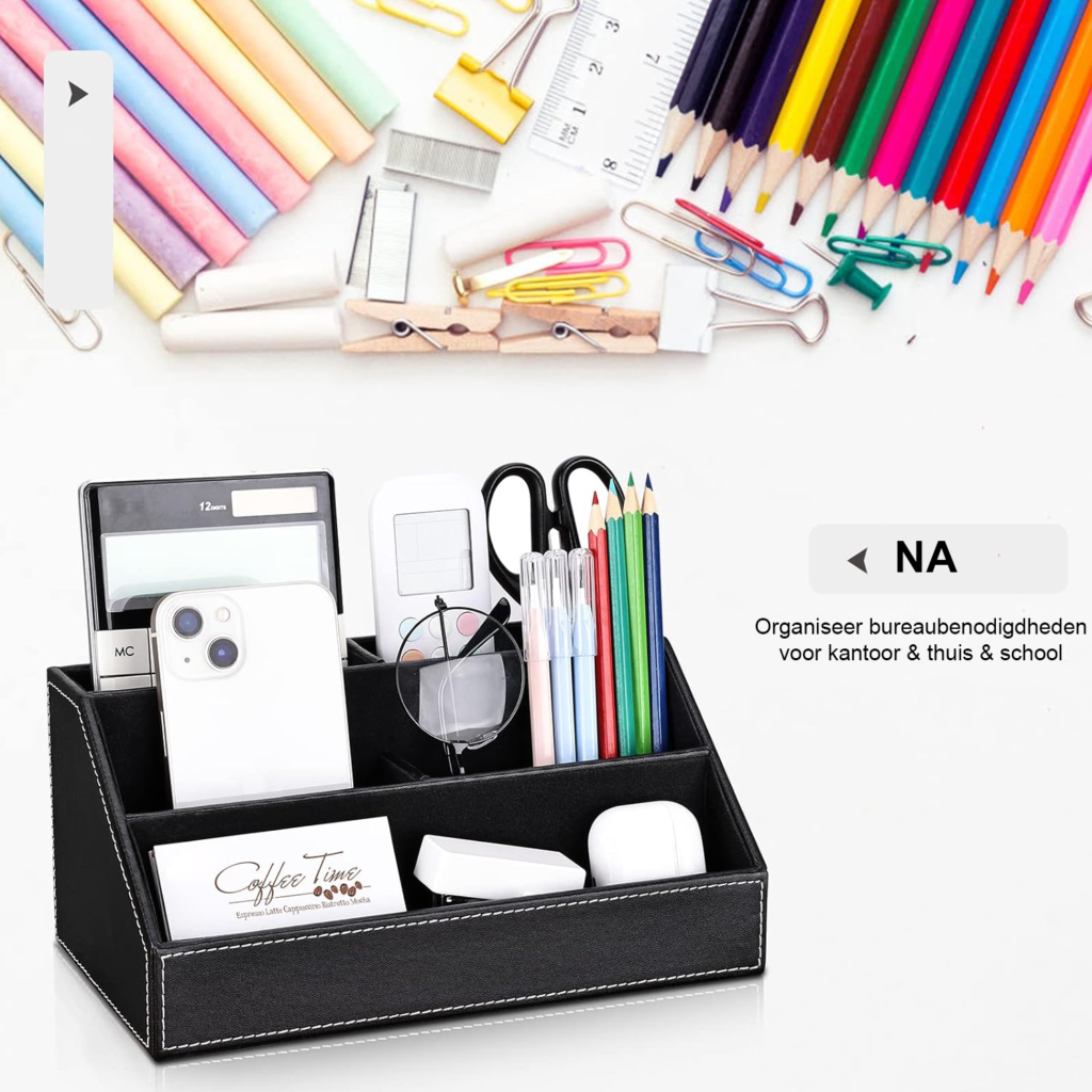 PU leren bureau organizer zwart bureau opbergset met pennenhouders voor werkplek organisatie en bureau accessoires opslag