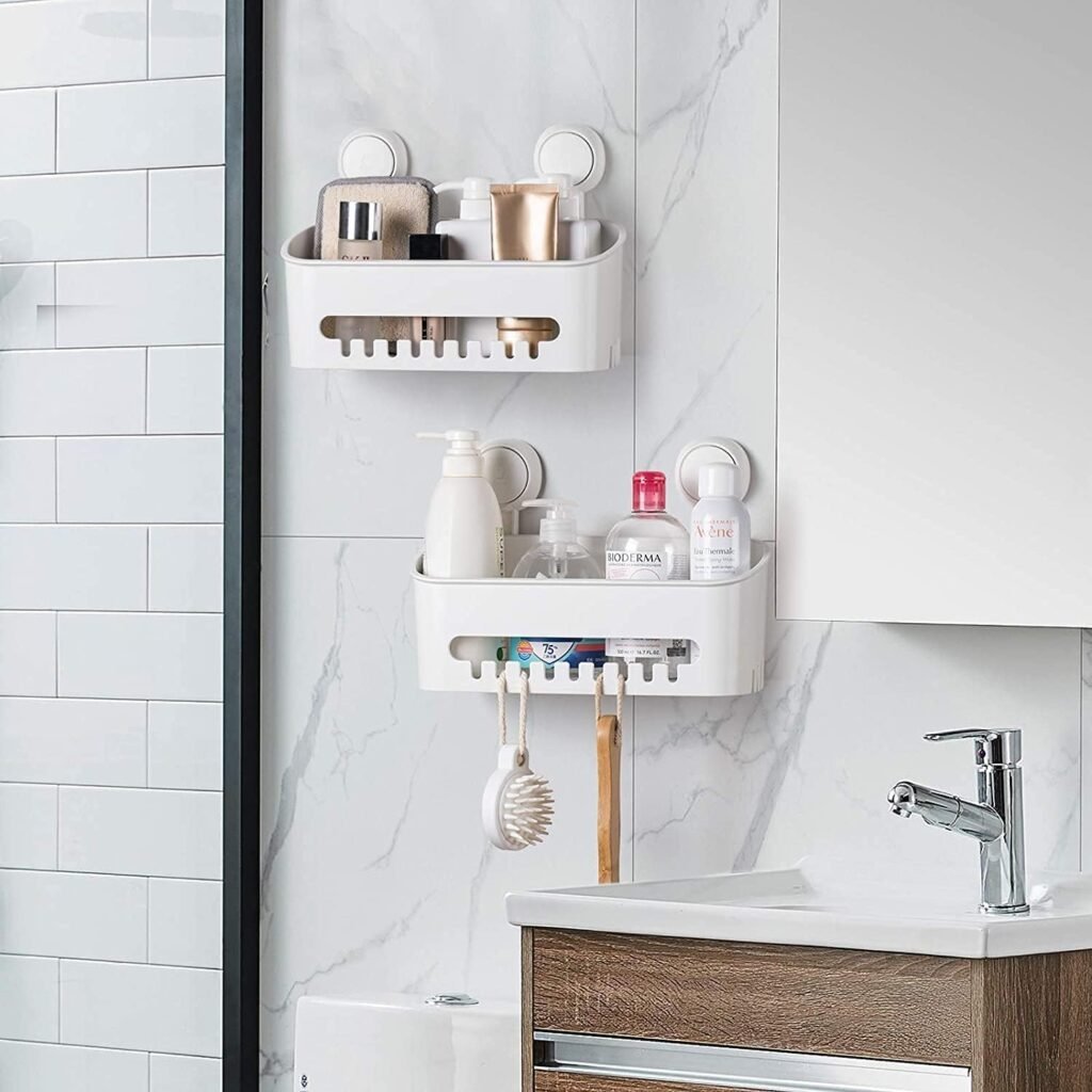Douche plank met zuignap voor badkamer en keuken, waterdicht wandrek voor shampoo en douchegel met 8 kg draagvermogen, afneembaar ontwerp