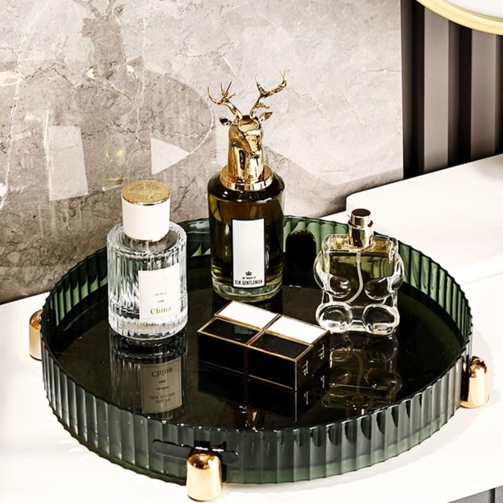 360° draaibare make-up organizer voor cosmetica en parfum, transparante kaptafel en badkamer opberger tray