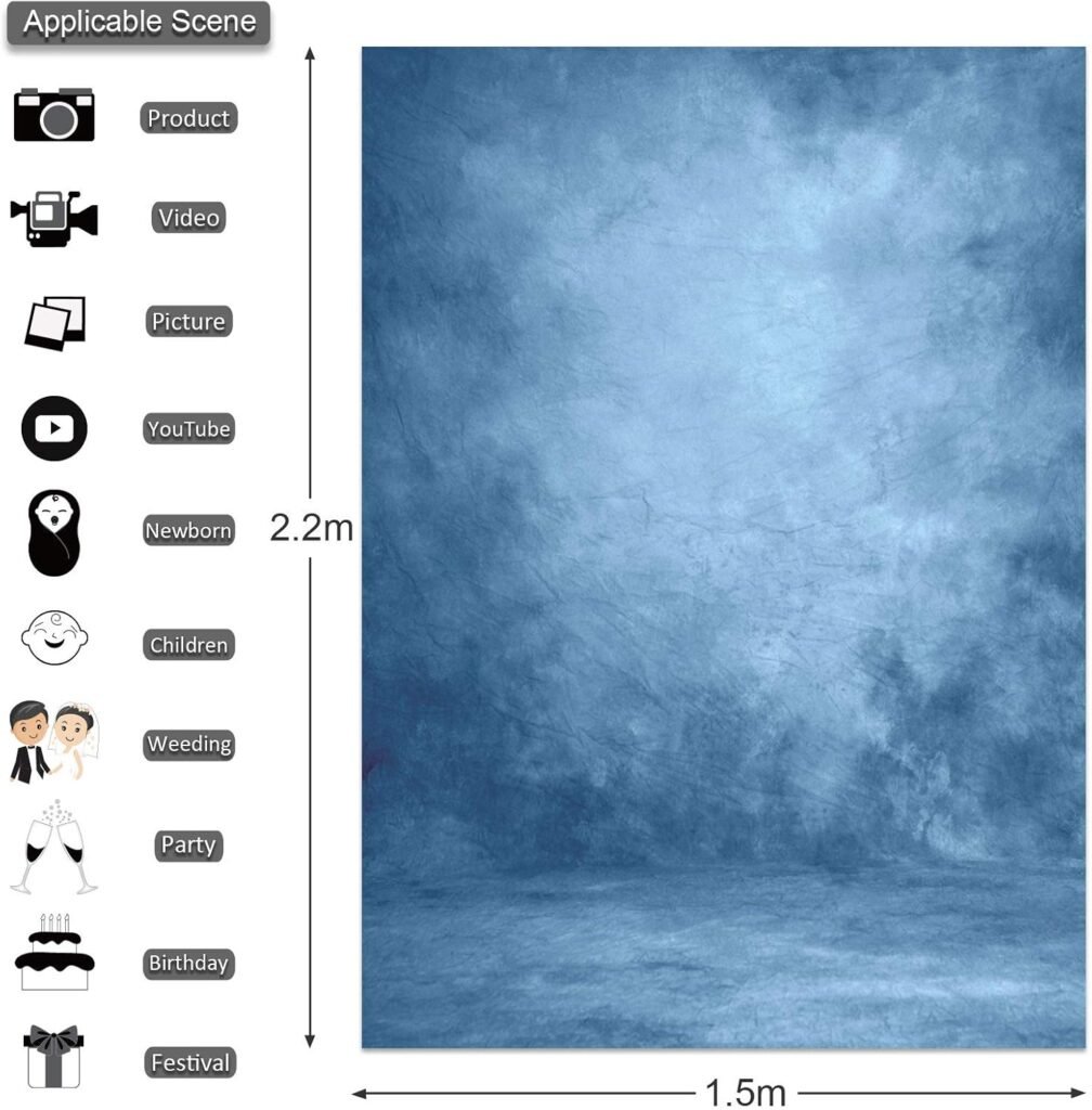 Abstract lichtblauw fotobehang 1,5x2,2m fotografie achtergrond voor studio met stang en draagtas, draagbare backdrop set