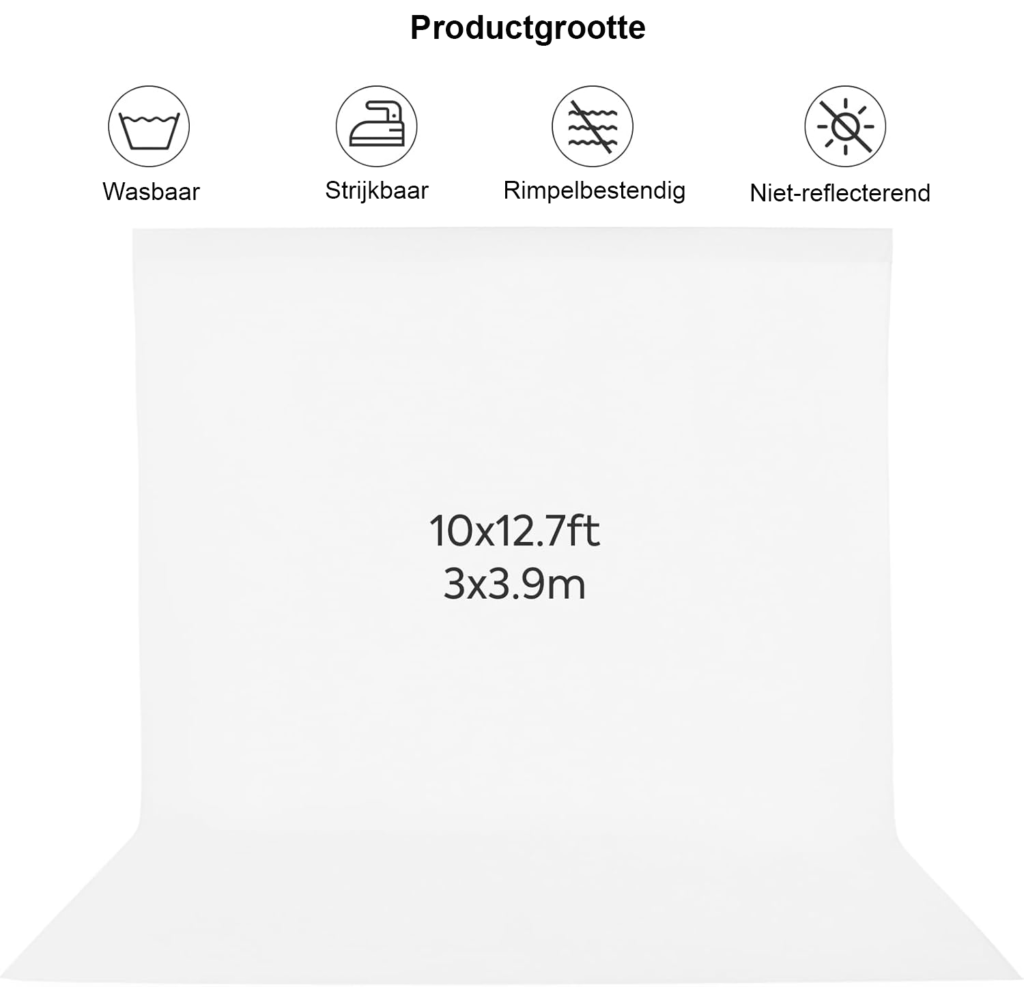 Witte fotografie achtergrond 3x3.9m vouwbaar polyester chromakey doek voor studio livestream TikTok en YouTube video opname achtergrond