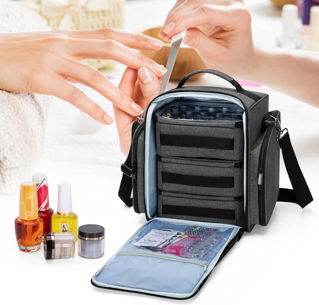 nagellak organizer opbergtas 72 flessen nagellak koffer met verwijderbare vakken en meerdere opbergvakken zwart compact reis en salon opbergcase