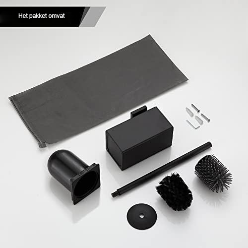 Wandmontage toiletborstel set met vervangbare borstelkoppen van kunststof en RVS voor hygiënische en efficiënte toiletreiniging badkamer accessoire