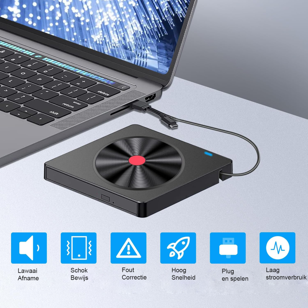 Externe CD DVD speler brander USB 3.0 Type-C draagbare DVD drive laptop PC SD TF kaartlezer snelle gegevensoverdracht