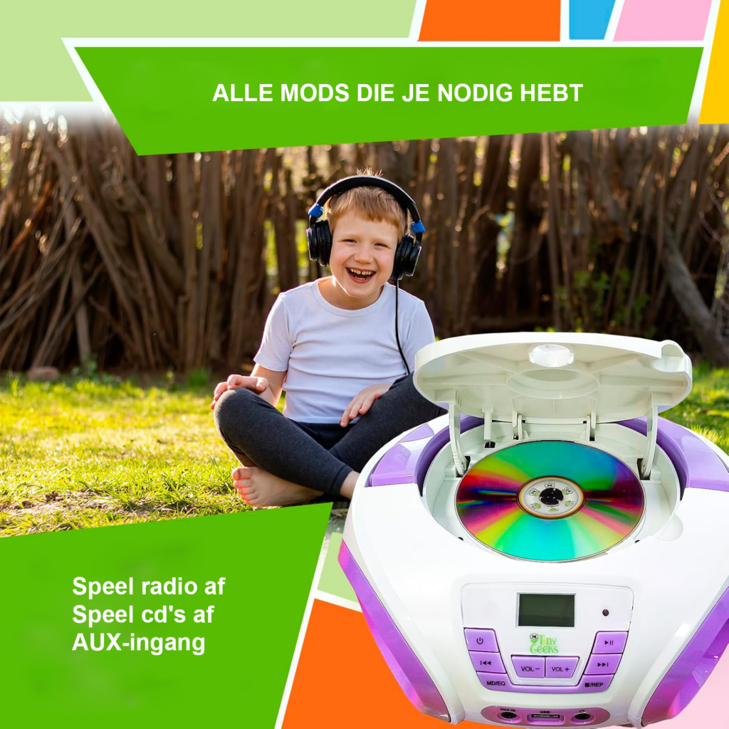 CD Speler voor Kinderen - FM Radio en Speakers - Inclusief Batterijen - 2024 Model Paars