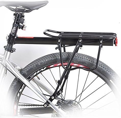 Verstelbare aluminium fiets achterdrager voor zitbuis, lichte luggage drager voor stadsfiets en mountainbike met 10 kg draagvermogen.