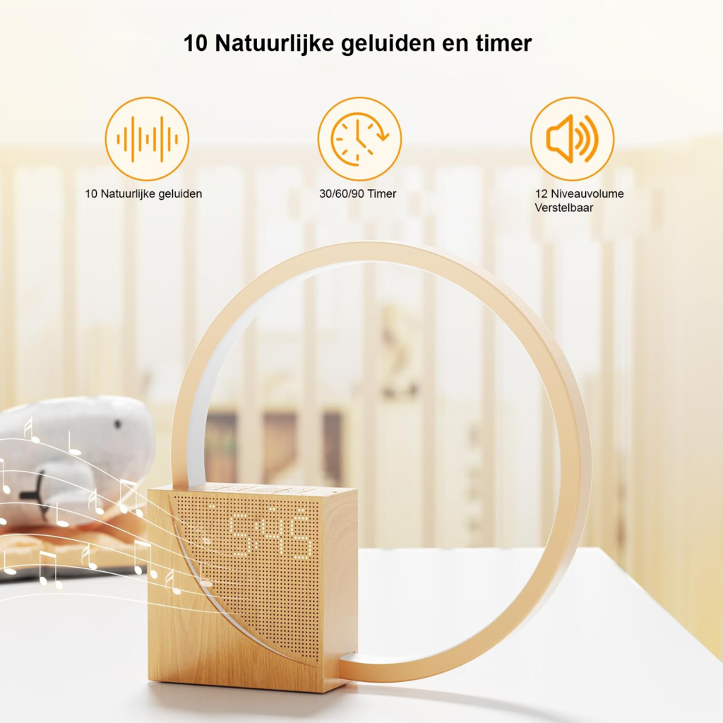 LED bedlamp alarmklok touchscreen dimbare wekverlichting USB oplaadpoorten 2 alarmen 10 geluiden slaapkamer nachtlamp energielabel F