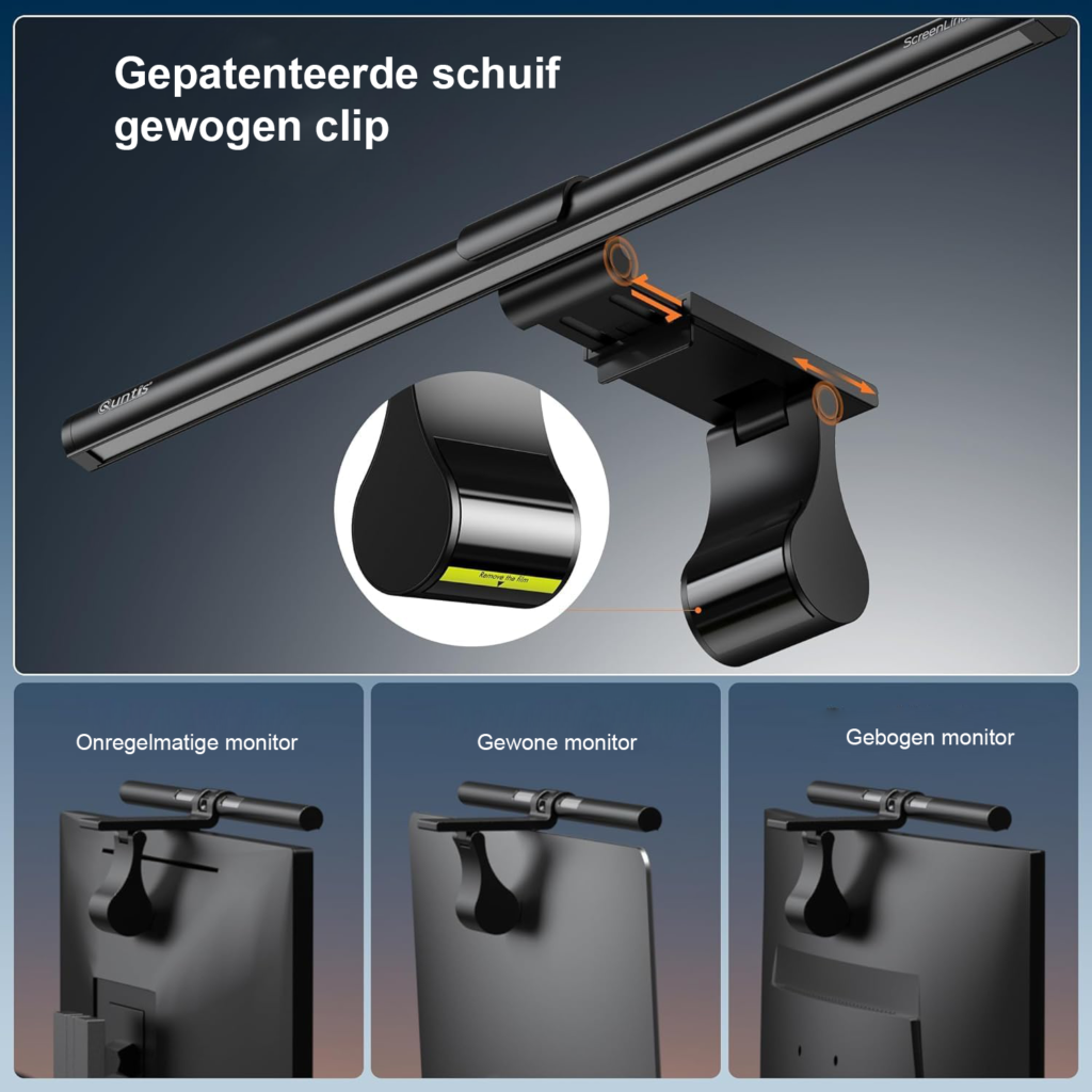 Monitorlamp 51 cm met achtergrondverlichting en afstandsbediening, anti-blauw licht USB schermlamp met instelbare kleurtemperatuur en helderheid voor bureau en monitorgebruik
