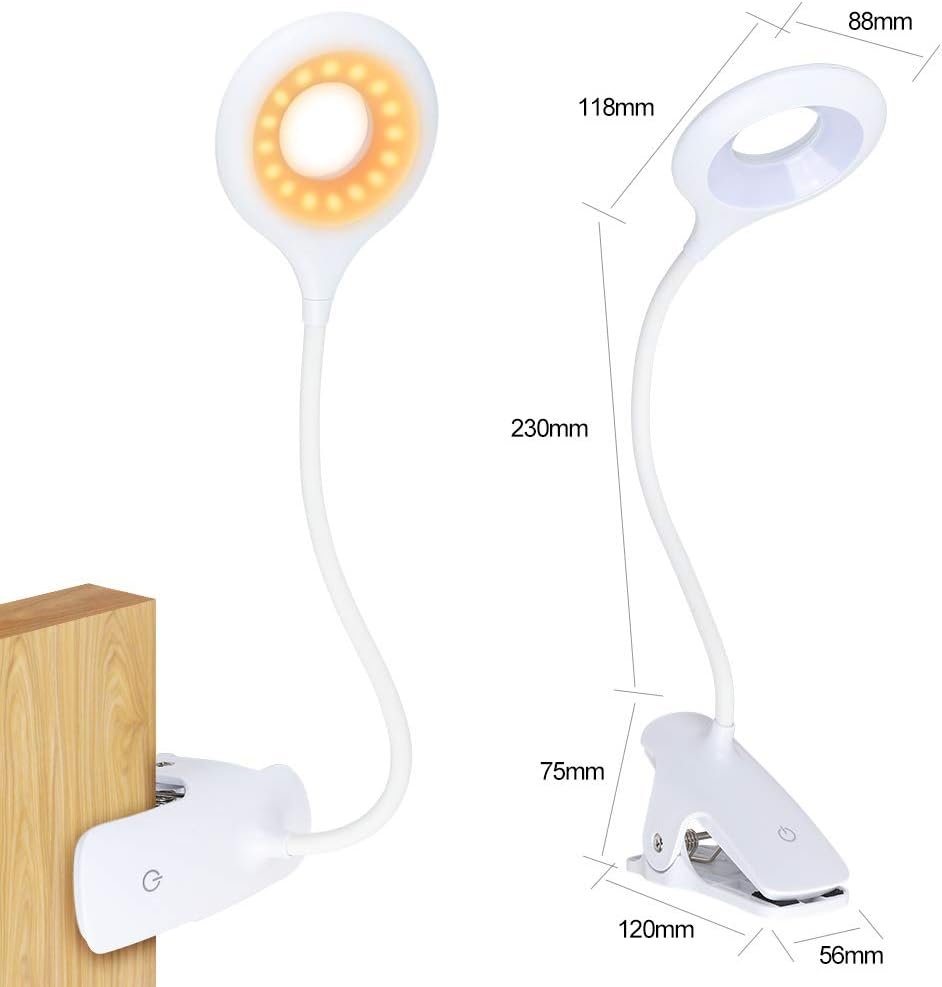 leeslamp met klem 16 leds blauwlichtfilter dimbaar usb oplaadbaar flexibele gooseneck 360 graden verstelbaar slaap en werklamp