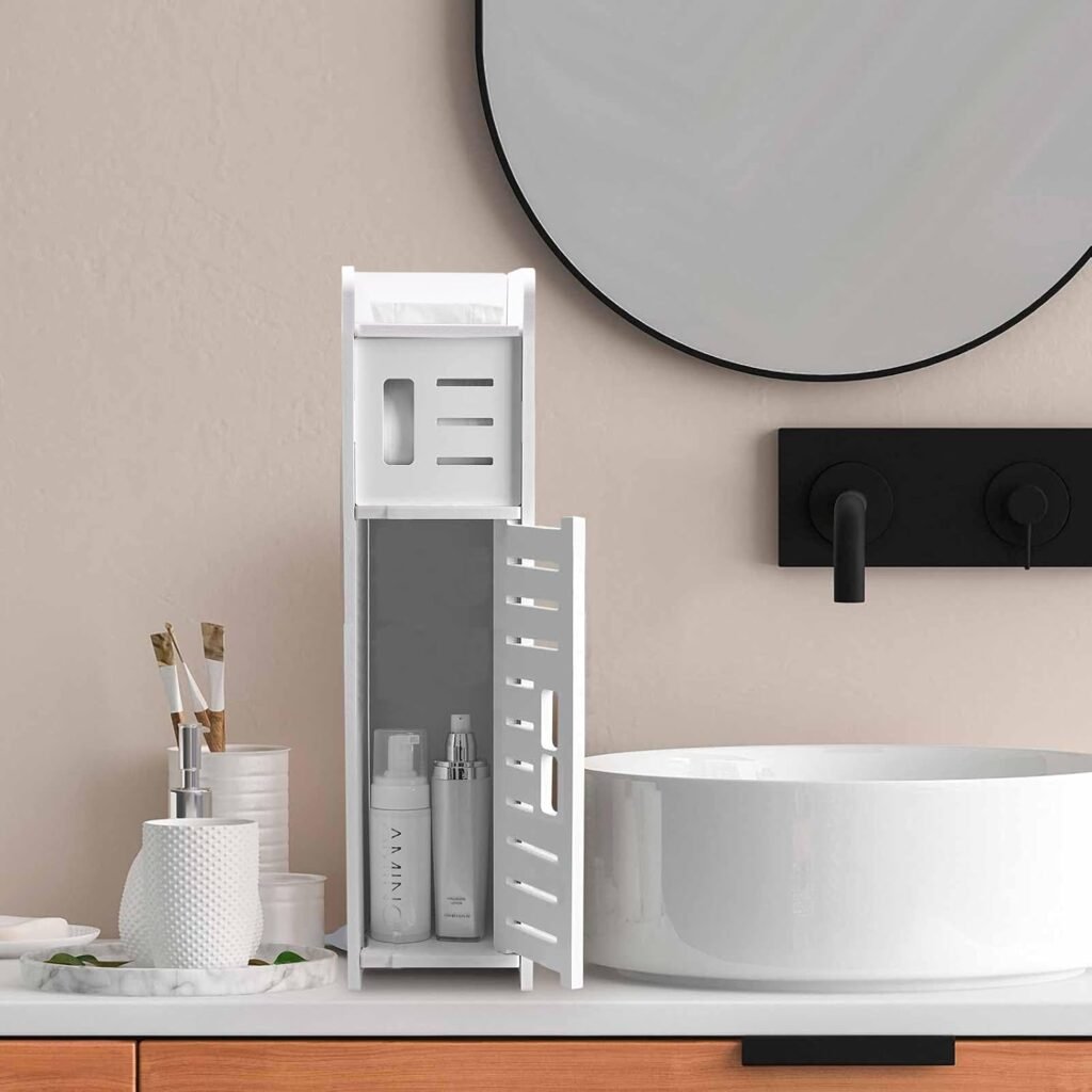 Toiletpapierhouder chroom staand met opbergcompartiment en extra toiletopslag achter toilet badkamer organizer