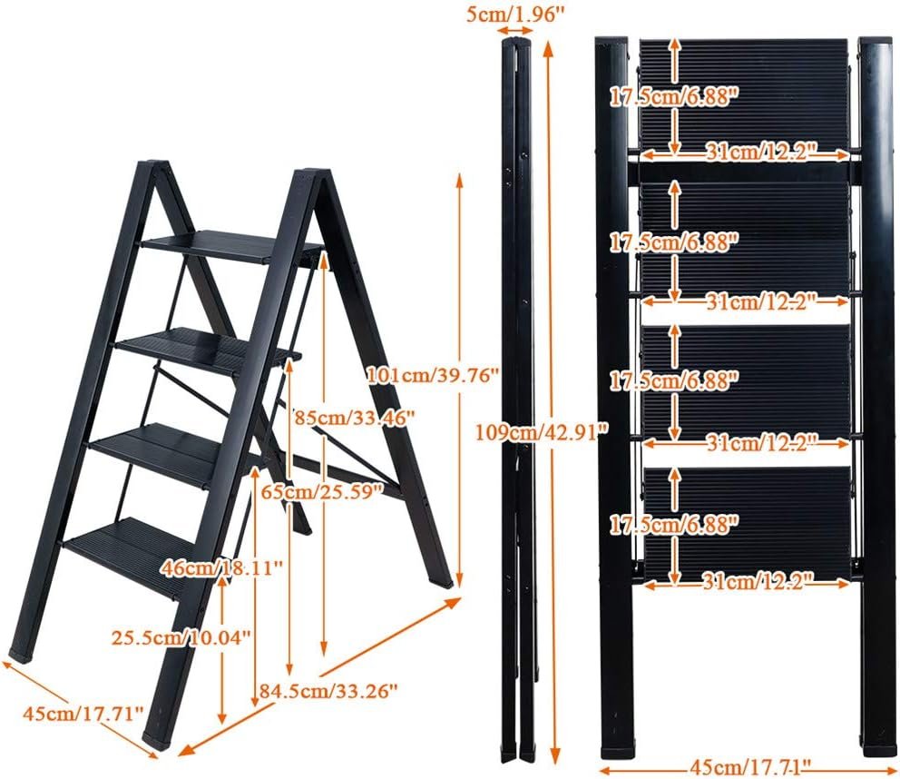 Lichtgewicht opvouwbare huishoudladder trapladder voor binnen en buiten gebruik veilig en compact voor klussen in huis