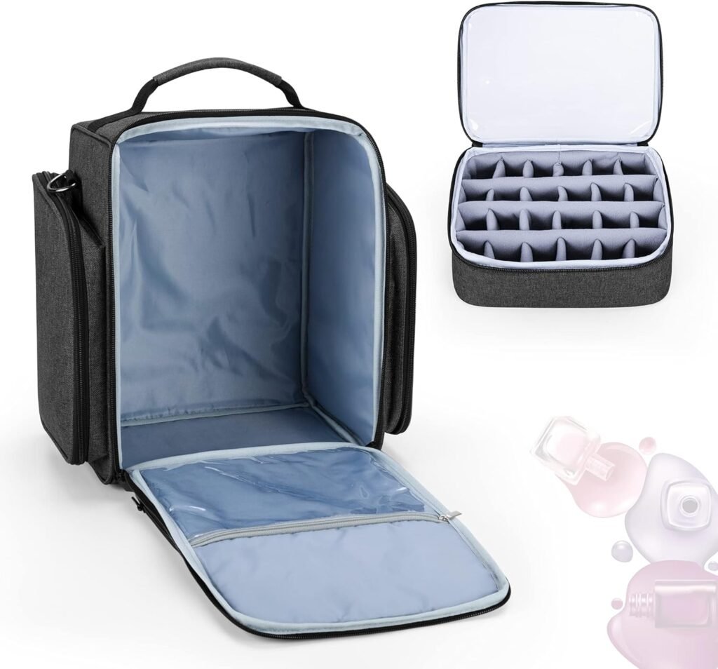 nagellak organizer opbergtas 72 flessen nagellak koffer met verwijderbare vakken en meerdere opbergvakken zwart compact reis en salon opbergcase
