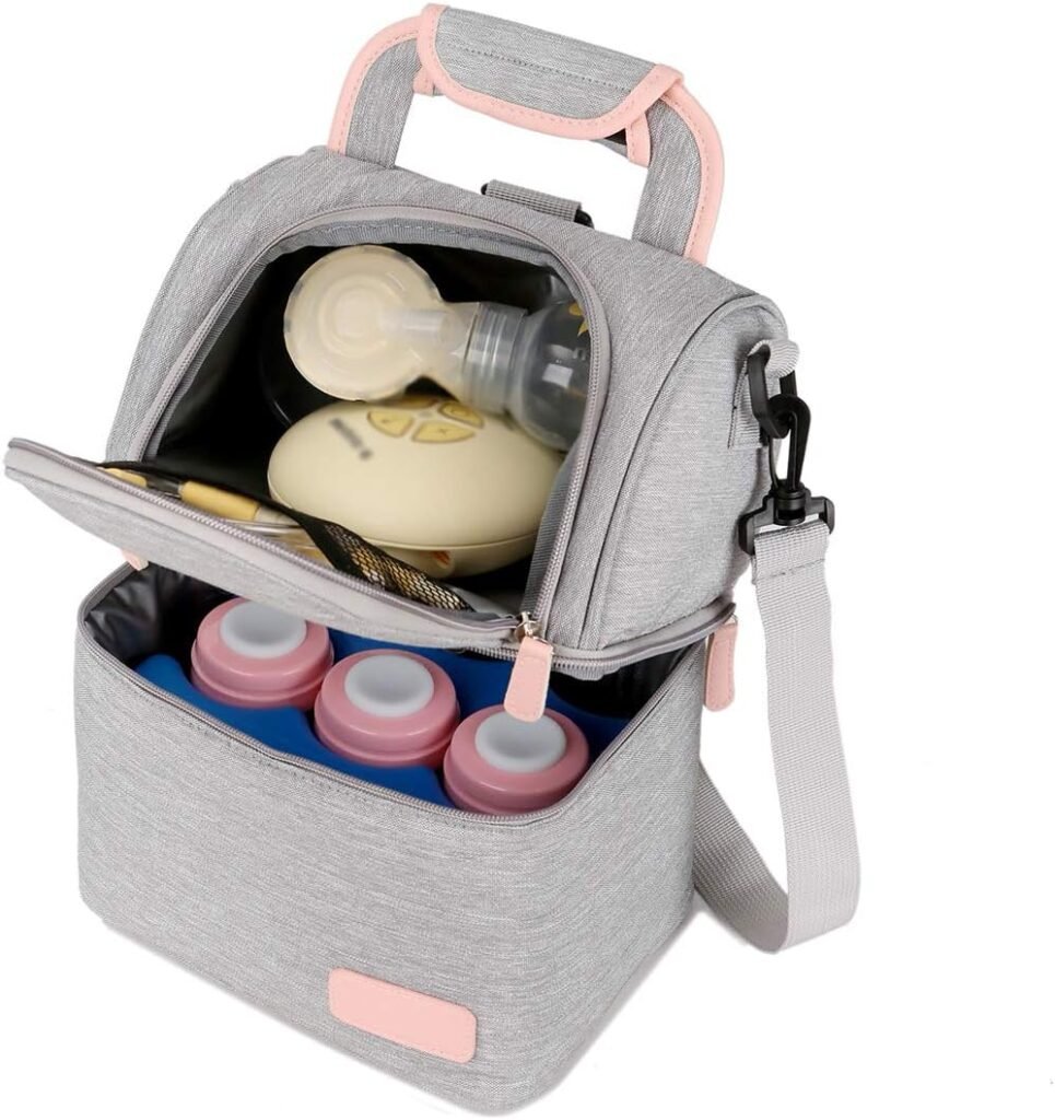 Borstmelk koeltas rugzak waterdicht en geïsoleerd voor baby melk en flesjes, draagbare thermische lunch tas met grote capaciteit, grijs ontwerp